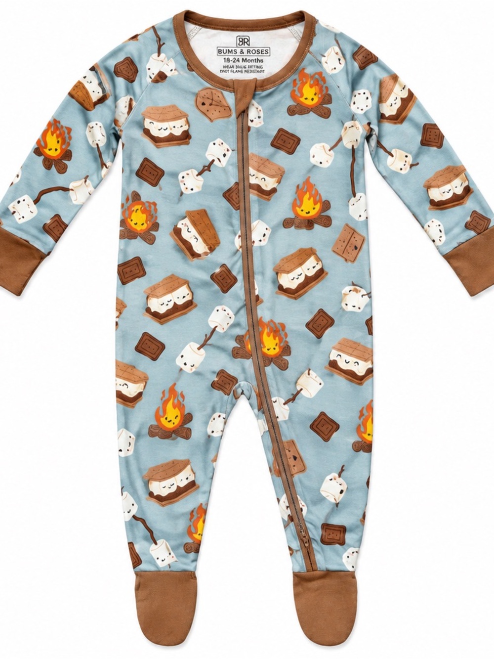 Bums & Roses S’mores Bamboo Footie Pajamas 18-24M Campfire Sleeper
